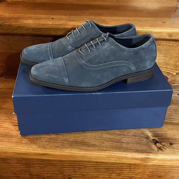 JOSEPH ABBOUD Men's Lace Up AARON Grey Suede Oxfords Size 9.5 NIB - Picture 1 of 7